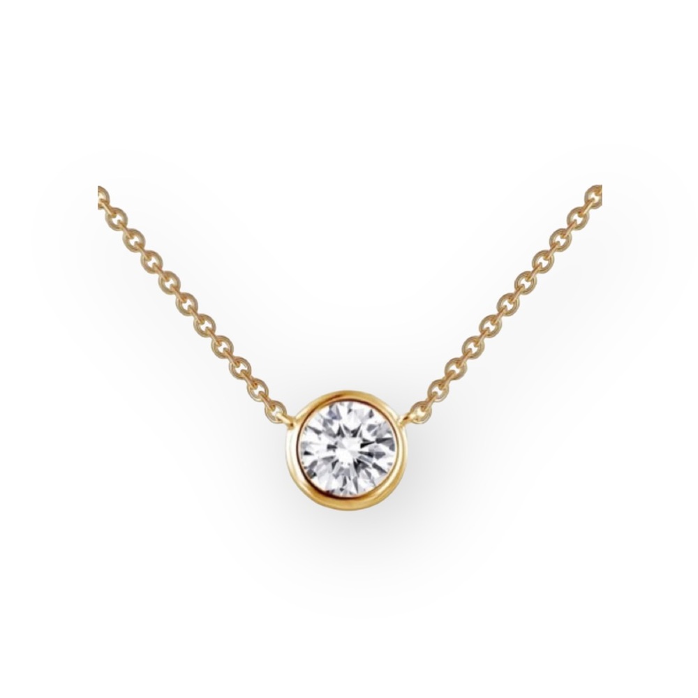 new Lassaire ☺︎︎ Bezel Set Simulated Diamond Necklace ☺︎︎ 18K Gold Plated 925 SS - Picture 15 of 16